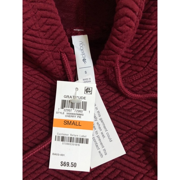 Ideology Gratitude Long Sleeve Textured Cherry Pie Side Zipper Detail Hoodie - Picture 4 of 7